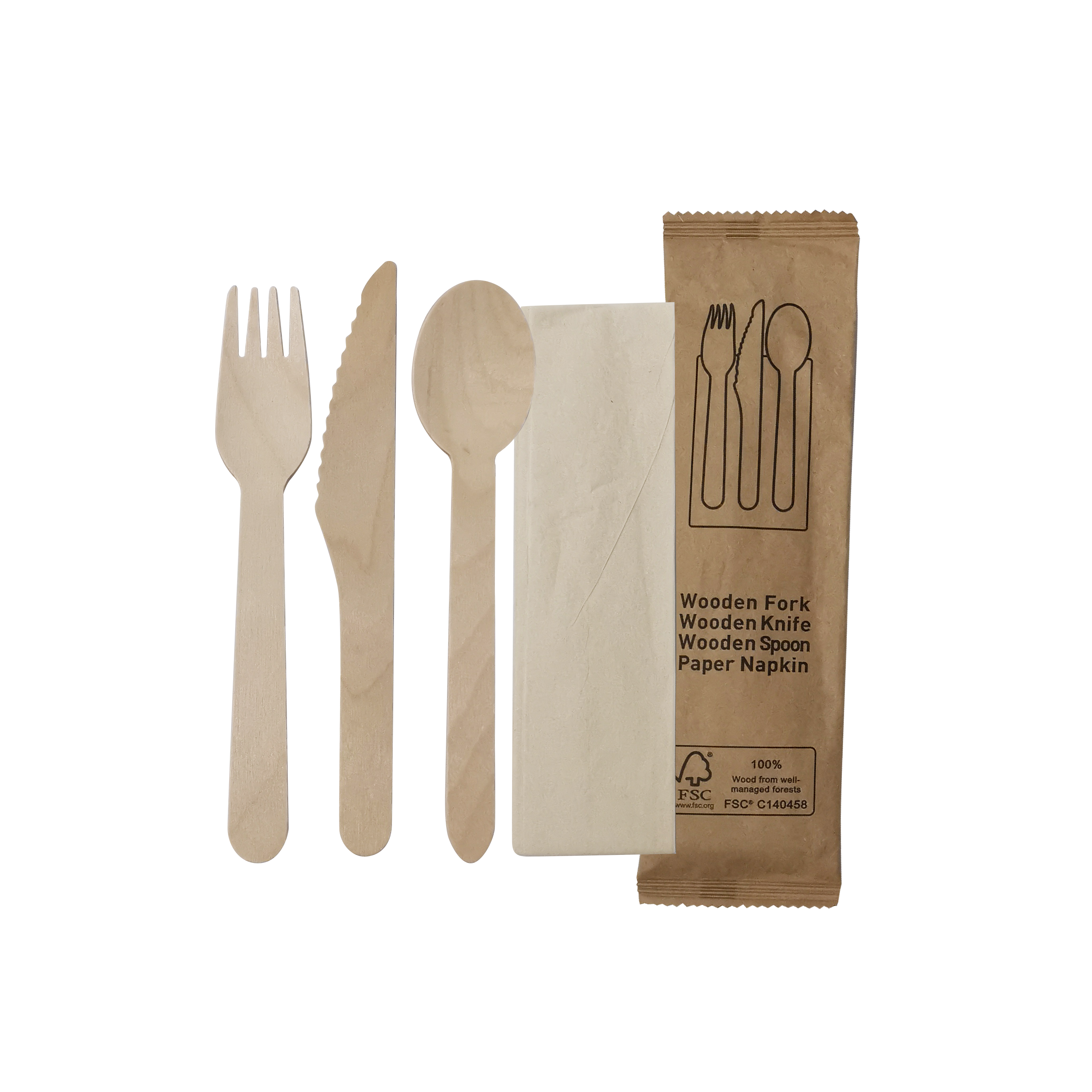 Naturesse - cutlery set beige 3 pcs knife, fork, napkin