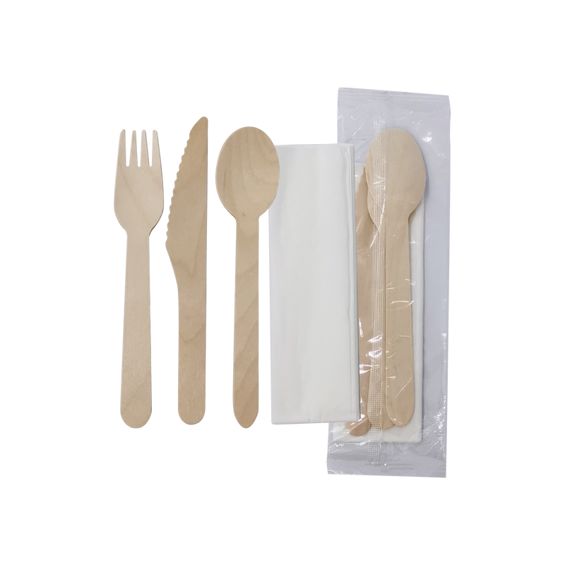 Combo: Fork+Spoon+Knife+White Napkin in Opp Bag